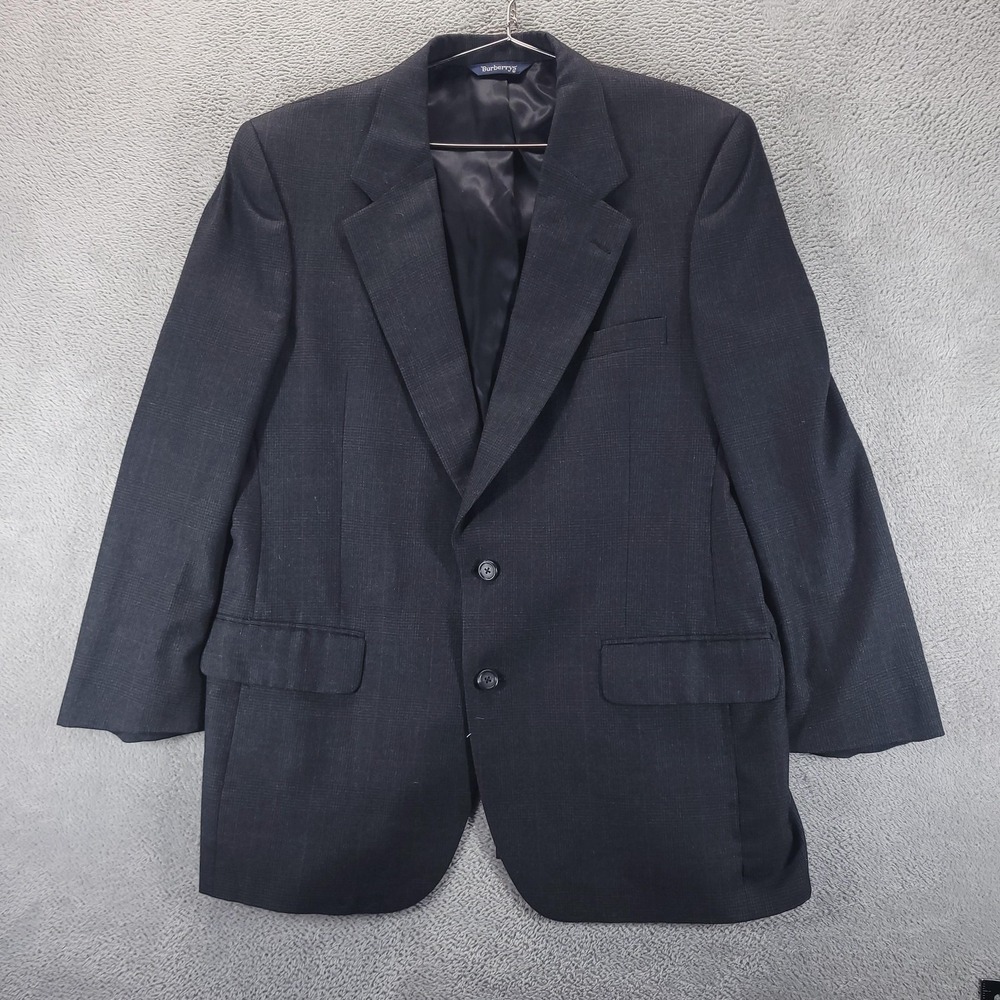 VTG‎ Burberrys Suit Jacket 44 Gray Wool 2 Button Made in USA Business Wedding